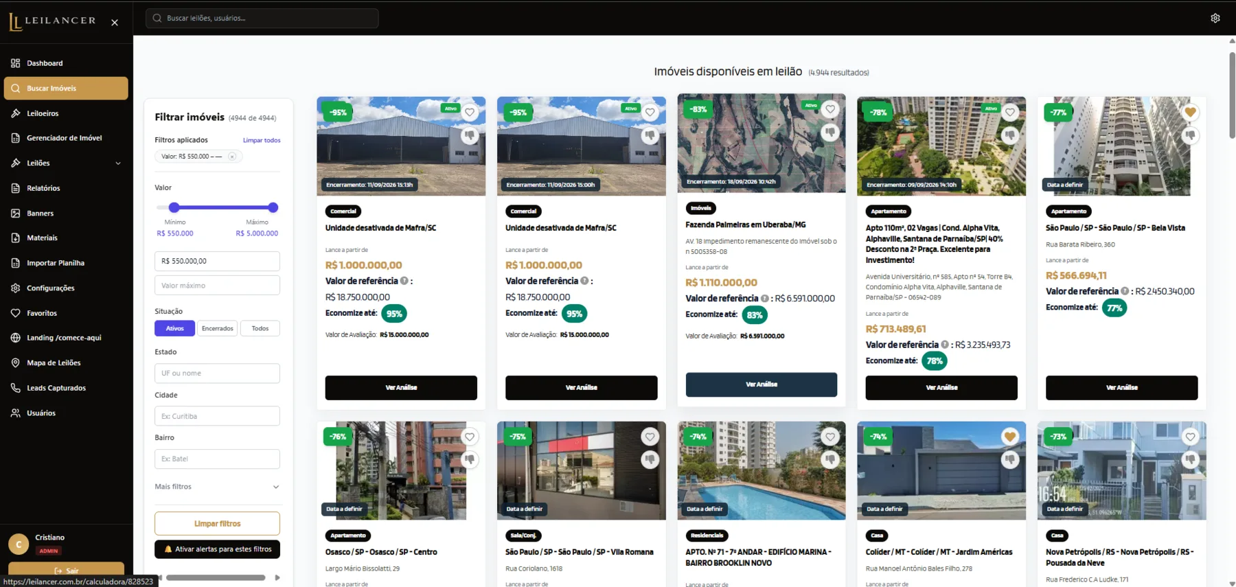 Busca e filtros
